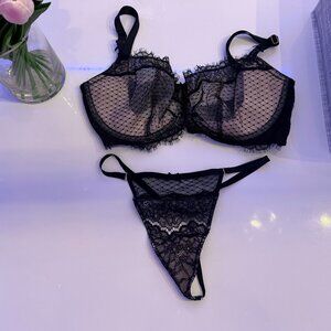 Victoria's Secret Dream Angels Wicked Lace Unlined Balconette Bra Black